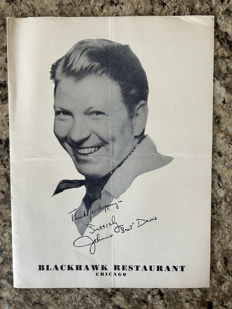 Jonnie Scat Davis Blackhawk Restaurant Menu Chicago