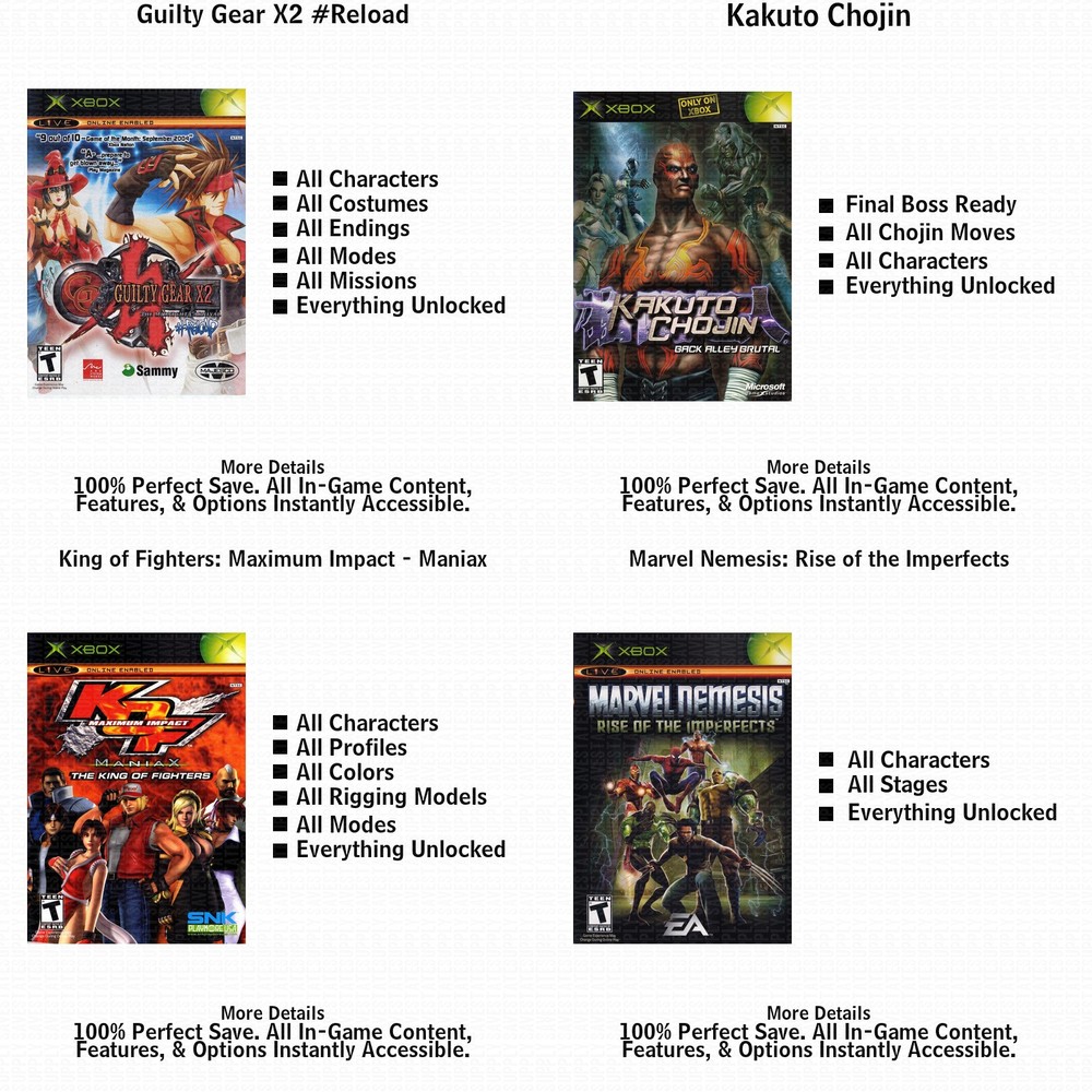 Marvel vs. Capcom 2 100% Complete All Xbox USB Saves