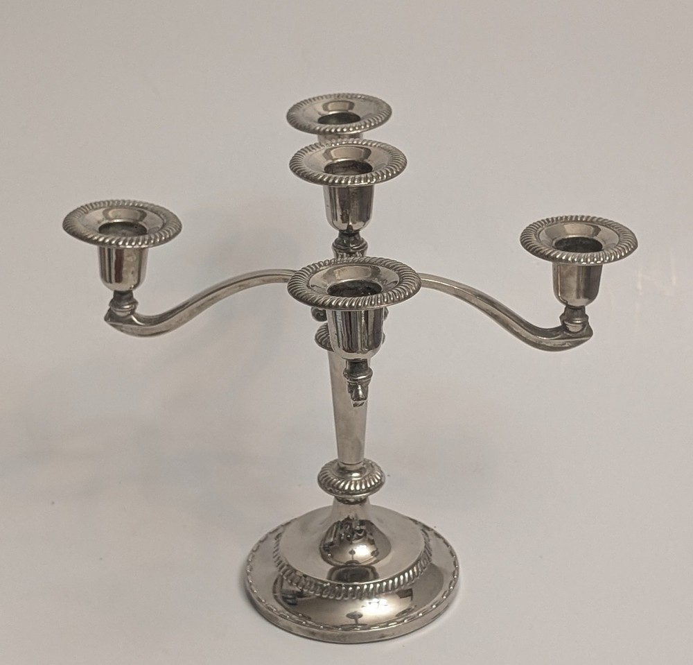 Vintage Silver Plate Adjustable Five Arm Candelabra