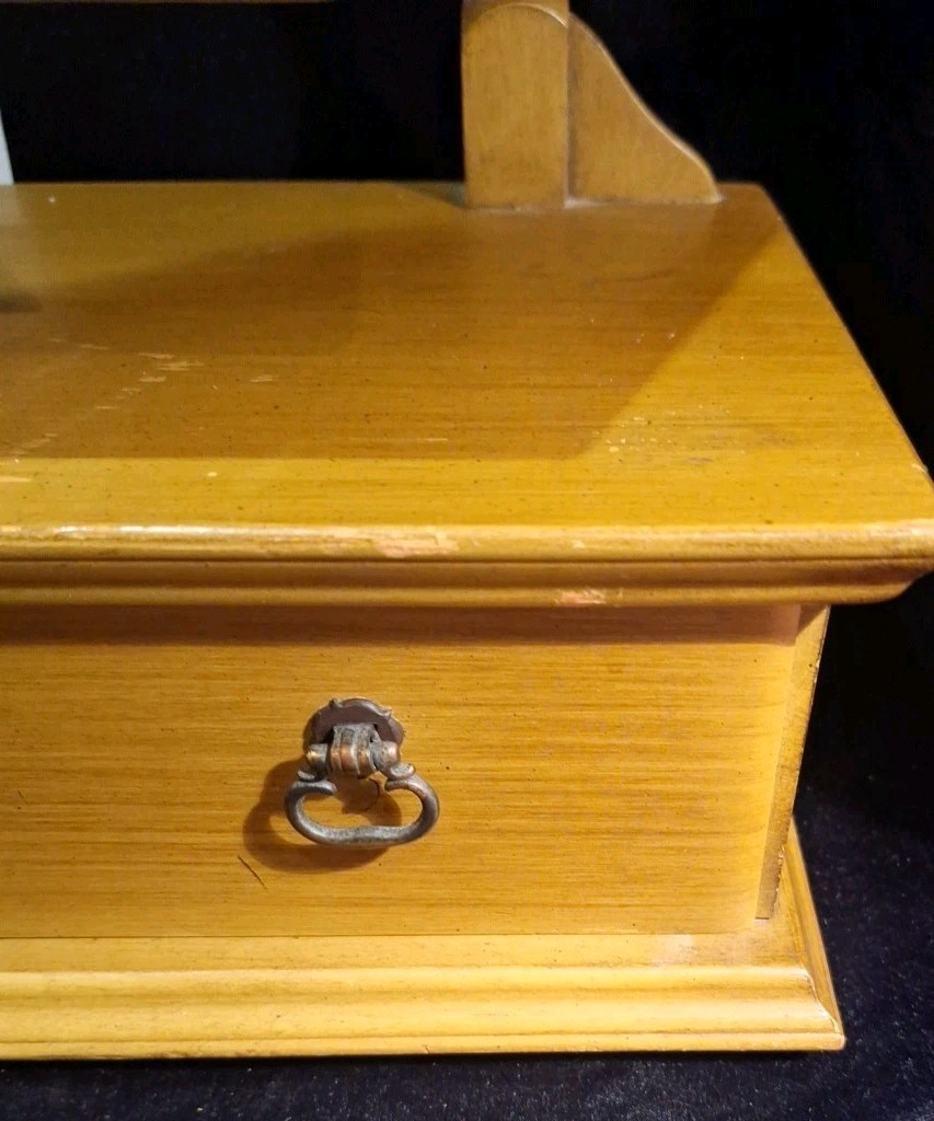 Antique Wood Tabletop Vanity Dressing Table Swivel Mirror with Storage Drawer