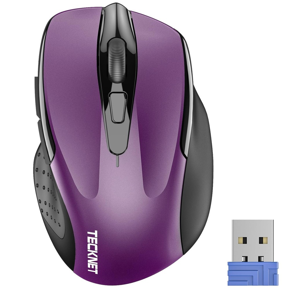 TECKNET Wireless Mouse, 2.4G Ergonomic Optical Computer medium, Purple