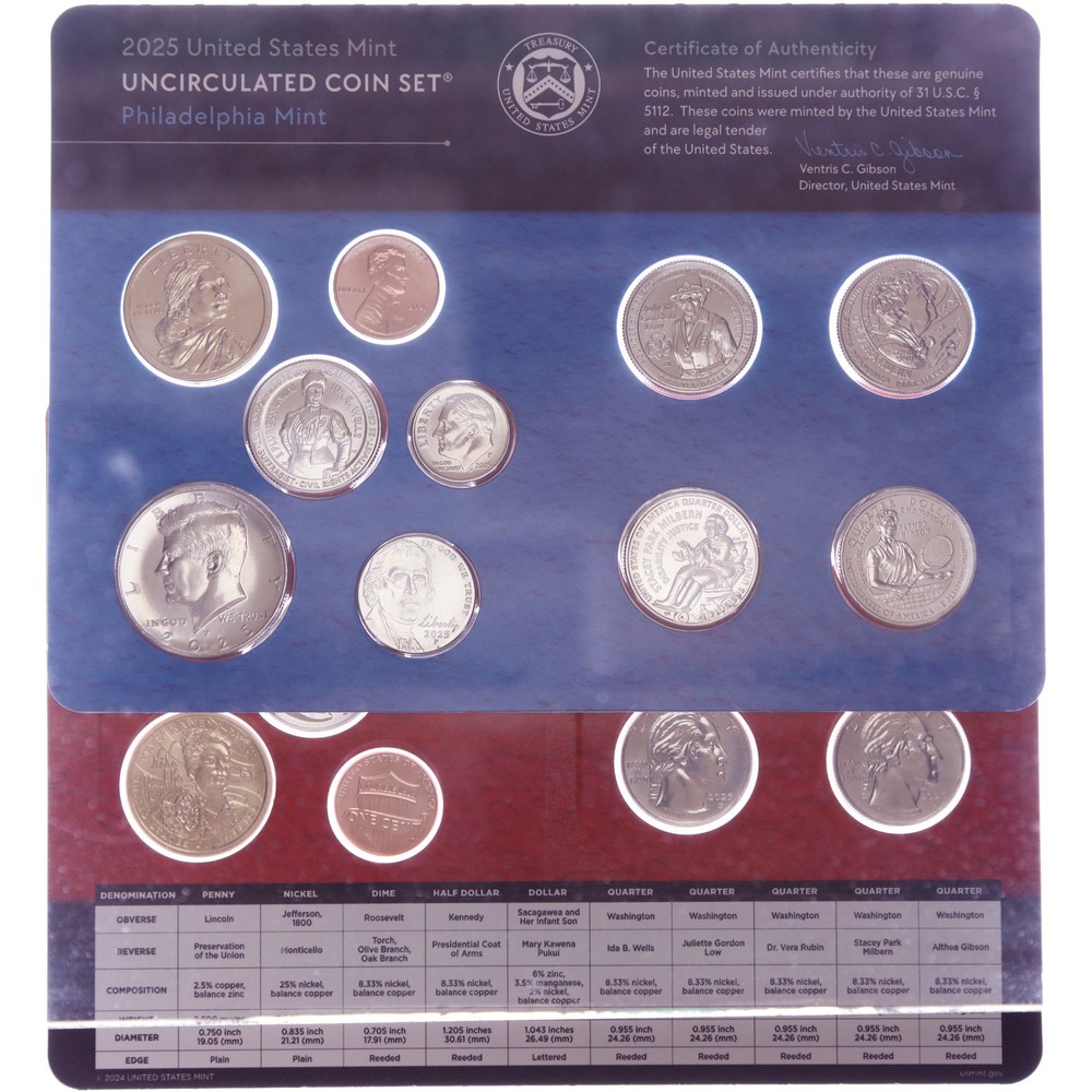 2025 Mint Set Original Plastic 20 BU Coins
