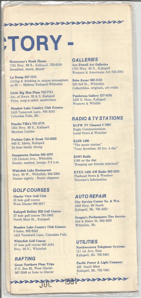 Flathead Valley area Map 1981