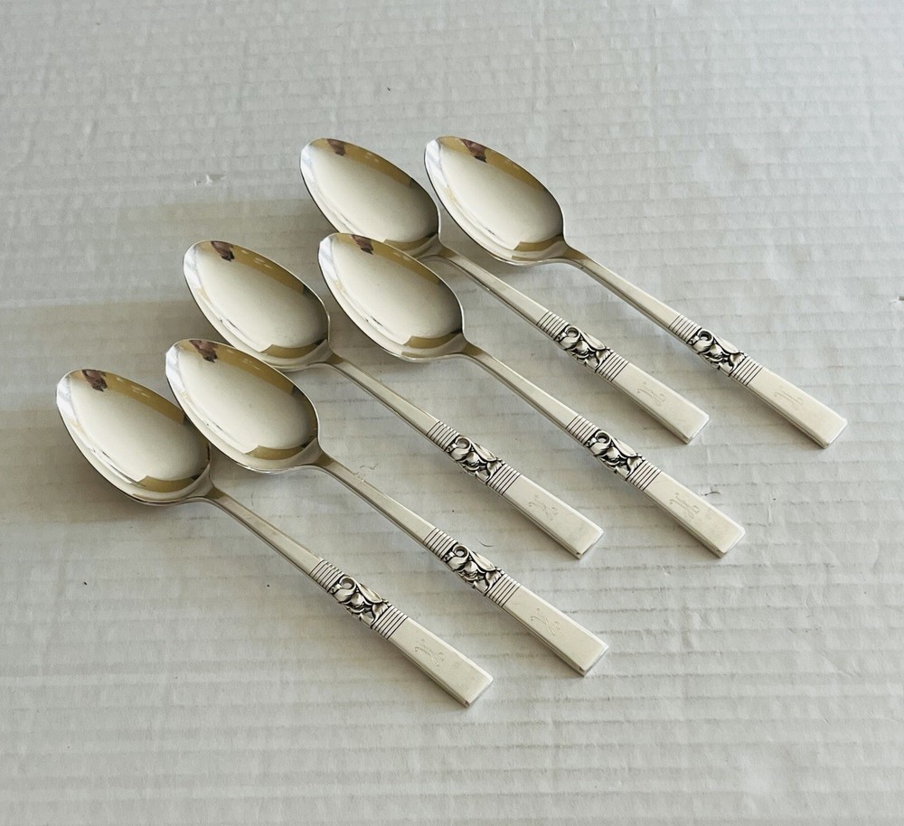 Oneida Community Silverplate Morning Star 6 Teaspoons Monogram H