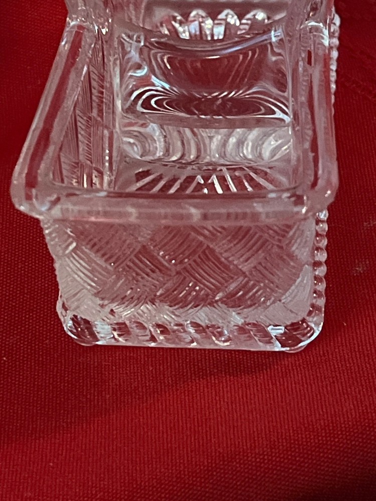Master Salt Cellar EAPG Clear Glass Handled Divided Trinkets Condiment Packets