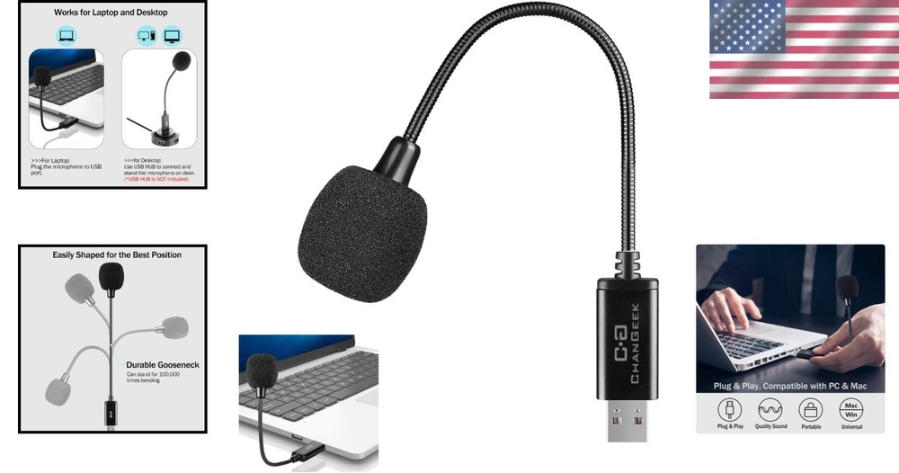 Omnidirectional Mini USB Microphone with Gooseneck for Effortless Online Classes
