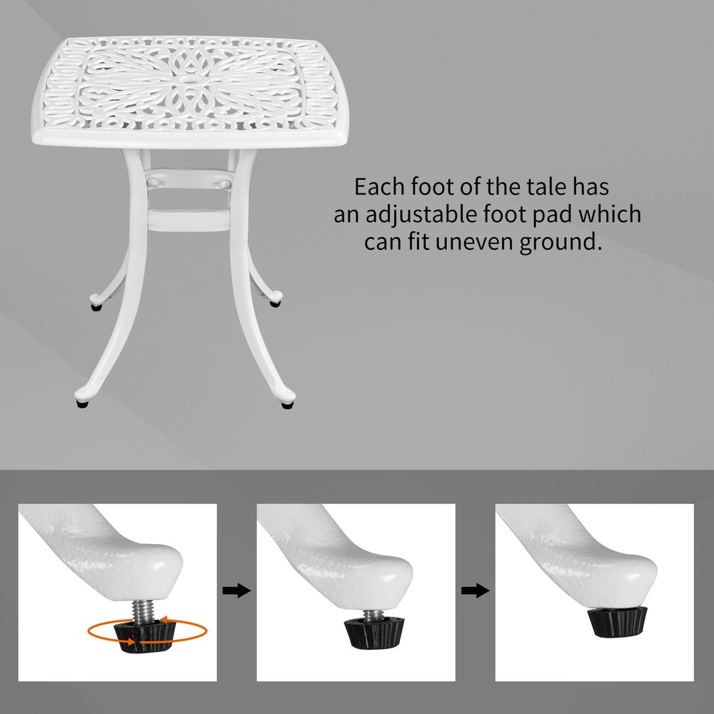 Outdoorr Cast Aluminum Square Table, End Table Side Table for Paio Backyard Pool
