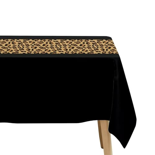 Cheetah Print Leopard Party Decorations Tablecloth, 3Pcs Disposable Black and