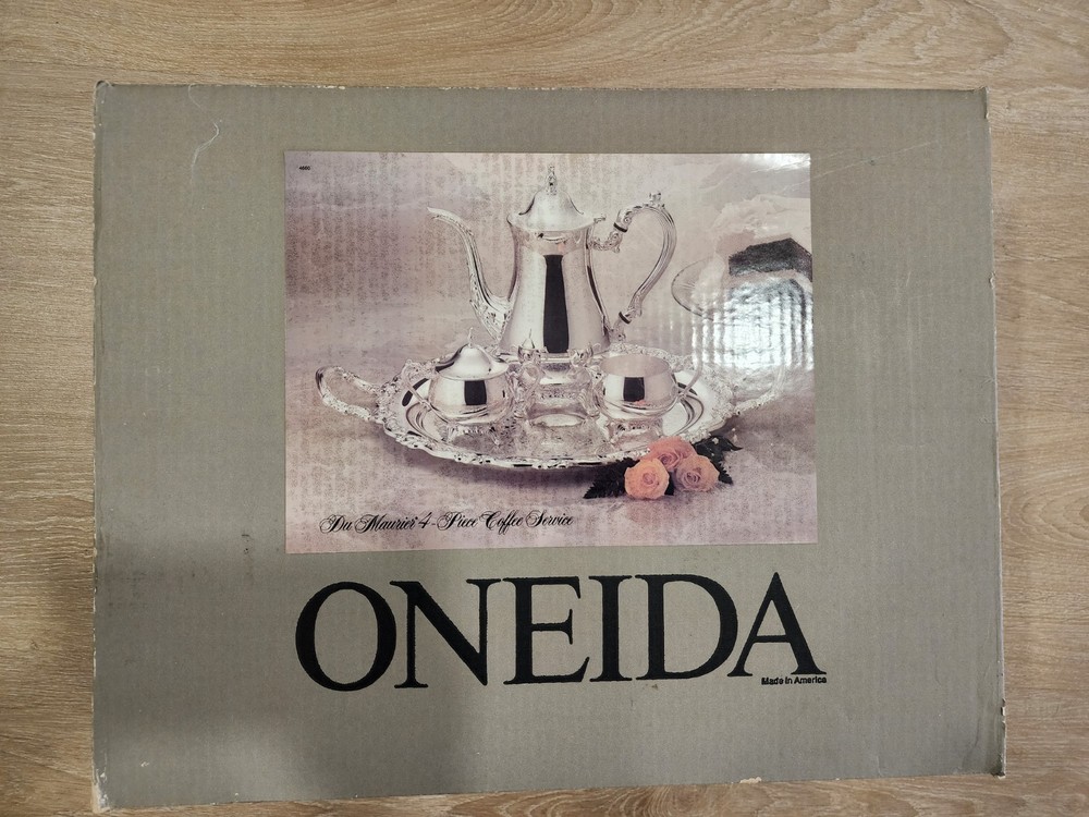 Oneida Du Maurier 4 Piece Coffee Service Set Tray Sugar Creamer Coffee Pot