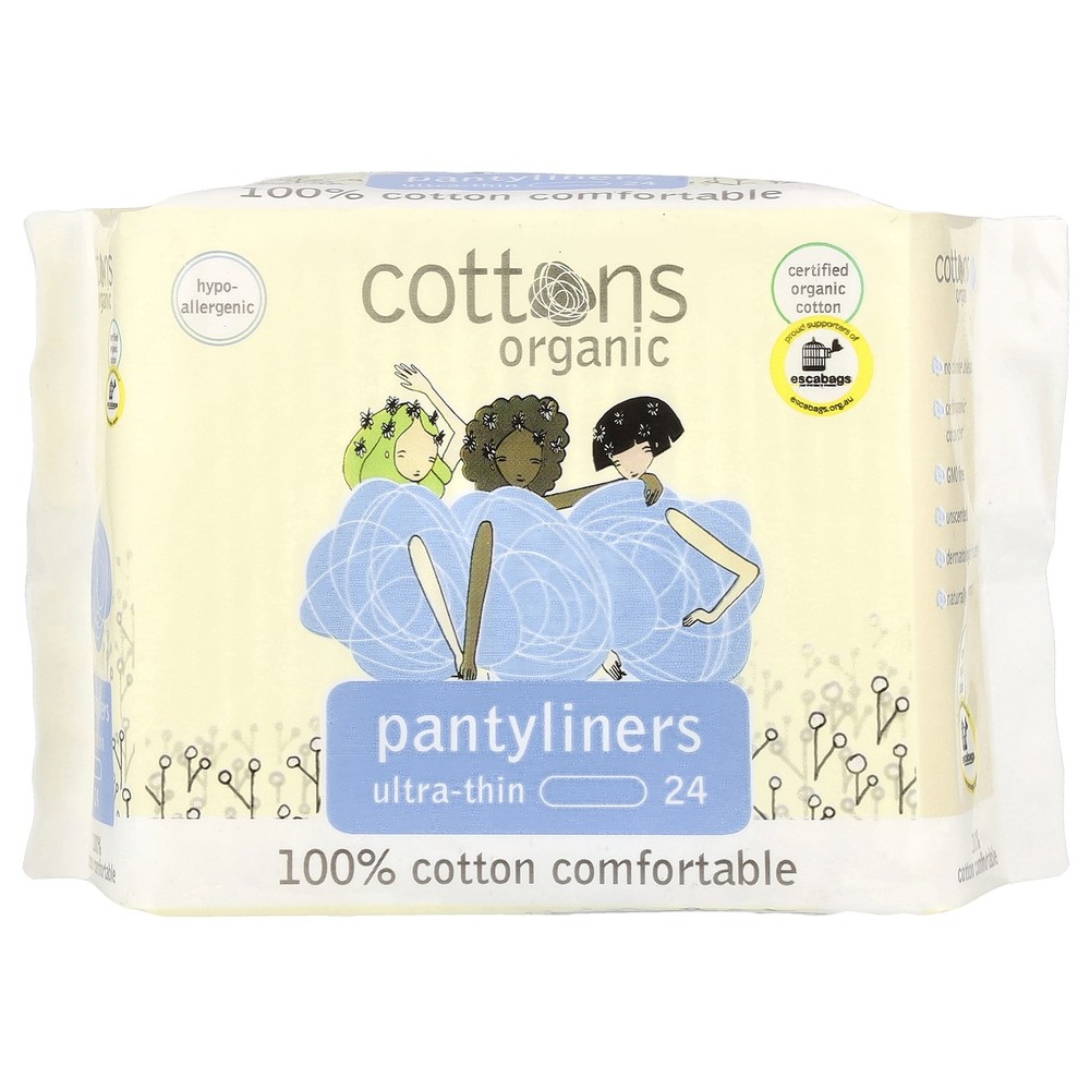100% Cotton Comfortable, Pantyliners, Ultra-Thin, 24 Liners