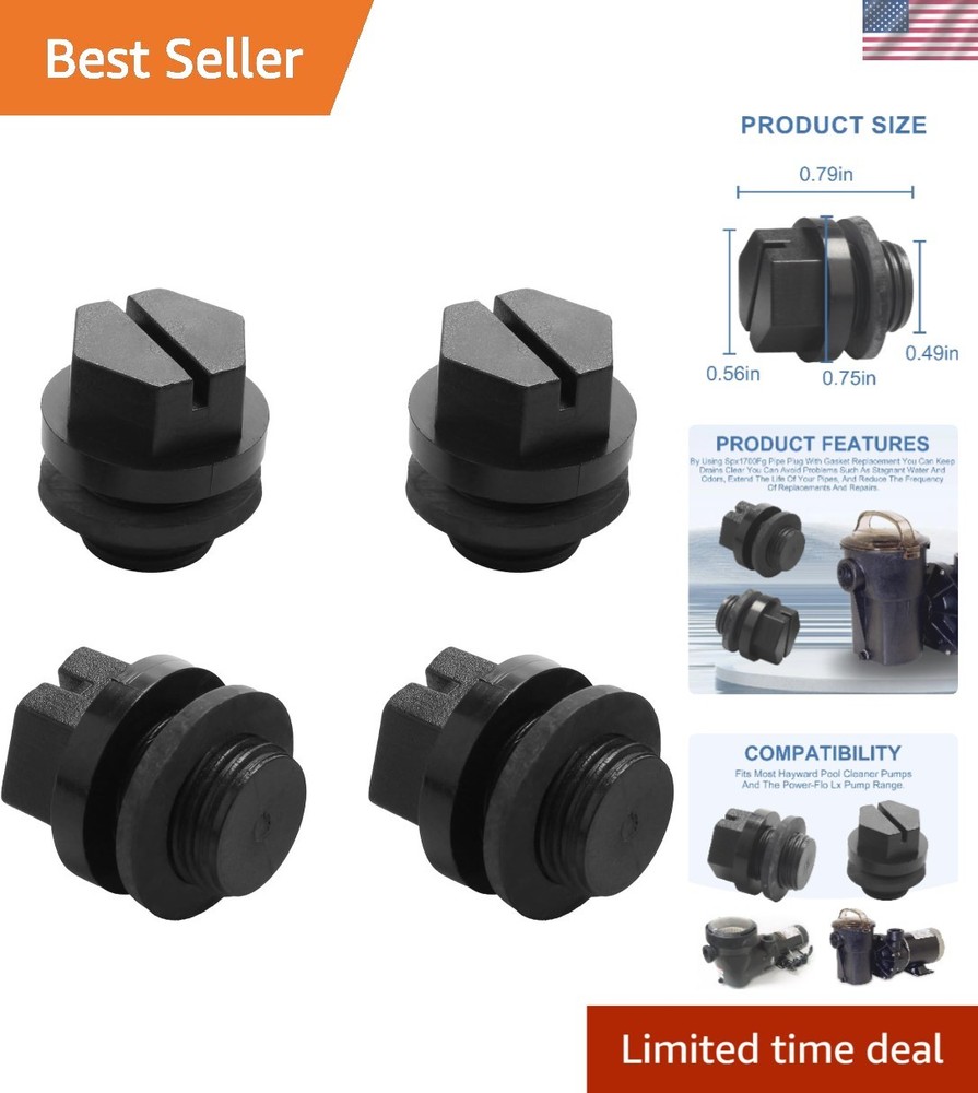 4-Pack Pipe Plug with Gasket Replacement for Hayward Pool Pumps - Durable & Easy