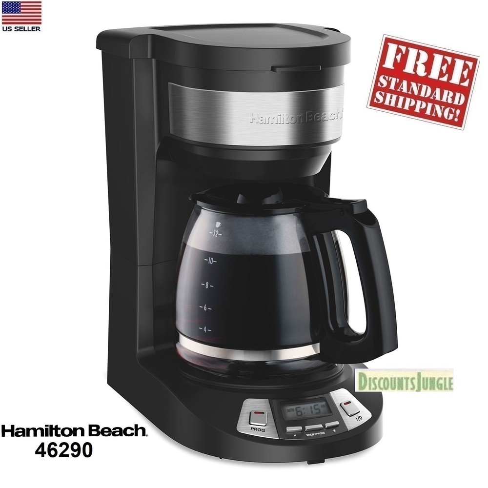 Hamilton Beach 46290 Programmable 12 Cup Coffee Maker Drip Brew Pause Black