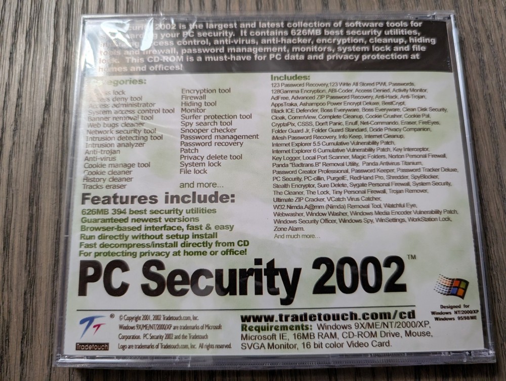 PC Security 2002 Professional Edition – NEW SEALED Windows Utility CD by...