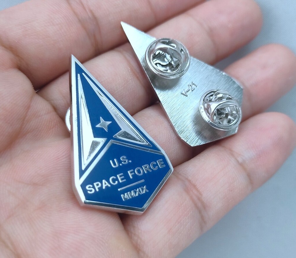 PAIR U.S. SPACE FORCE COLLAR BADGE PIN DEVICE -chho981