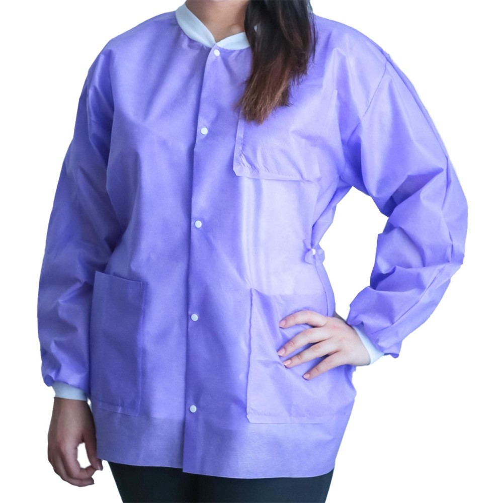Lab Jacket FitMe Purple Medium Hip Length 3-Layer SMS Disposable (BG/10)