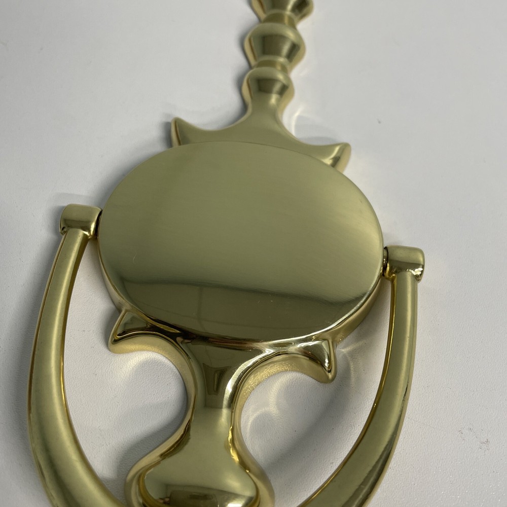 QCAA Solid Brass Door Knocker 7", Polished Brass 1 Pack Open Package