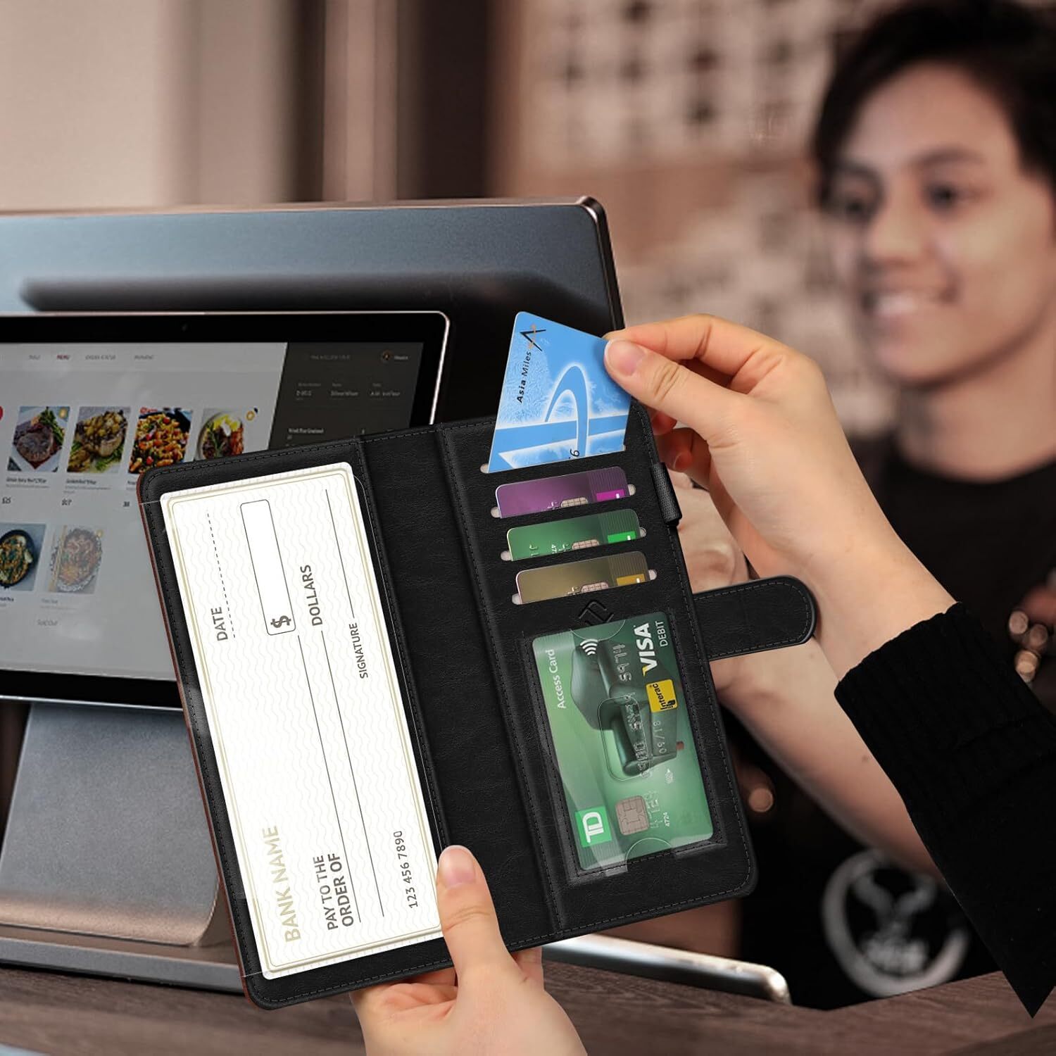 RFID Blocking Checkbook Cover for Personal Checkbook Big Capacity Standard Cover