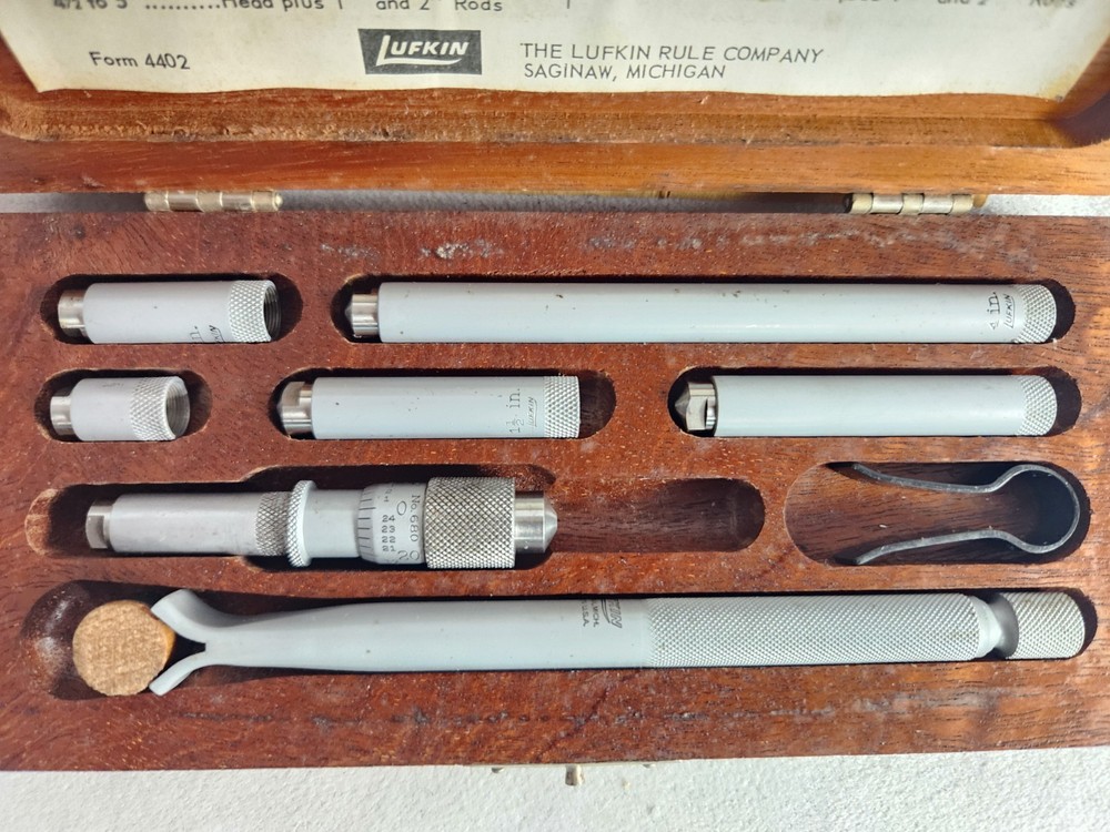 LUFKIN RULE NO 680A Inside Micrometer SET 1.5-8" Complete