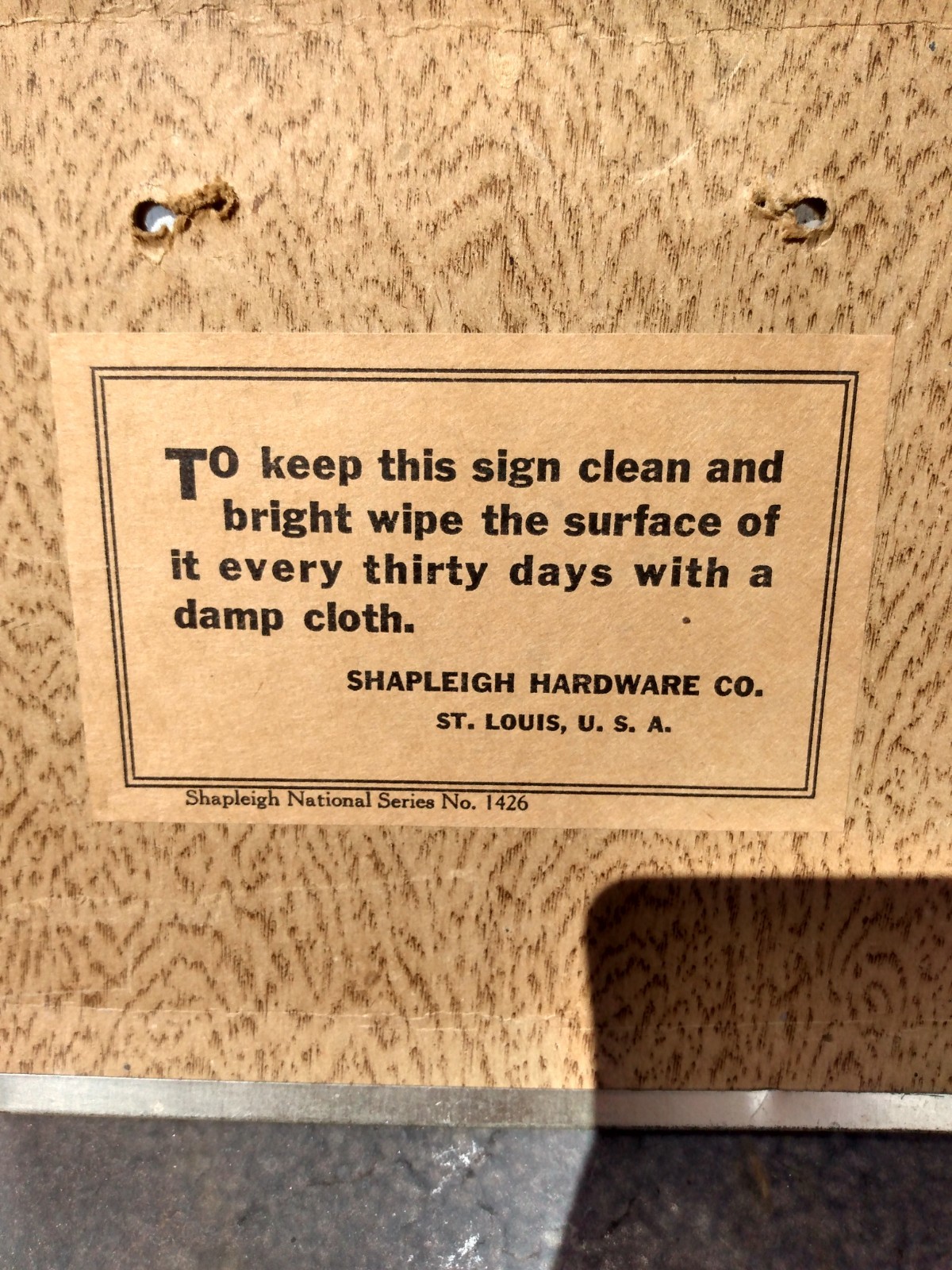 Shapleigh Hardware Co Diamond Edge Is a Quality Pledge Metal sign St Louis Mo