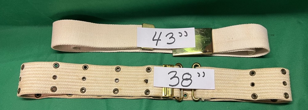 Two US Military White Web Belts