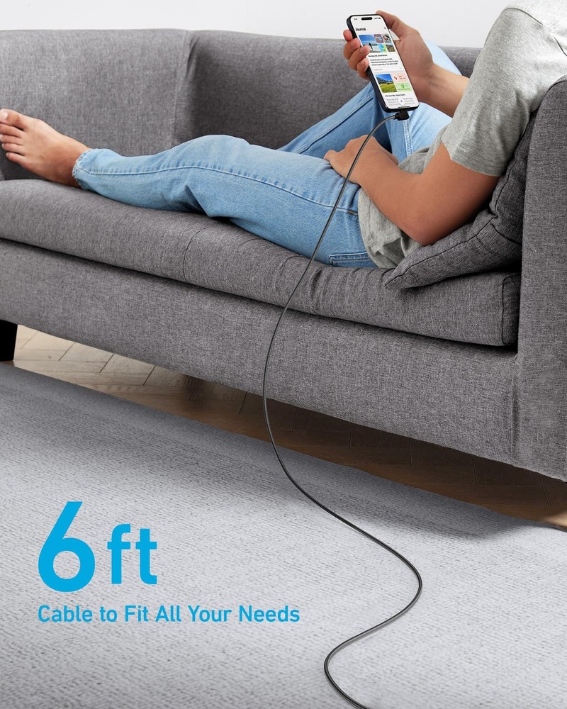 Anker Cable [2 Pack 6FT], Right Angle USB A to C Braided Cable, Durable...