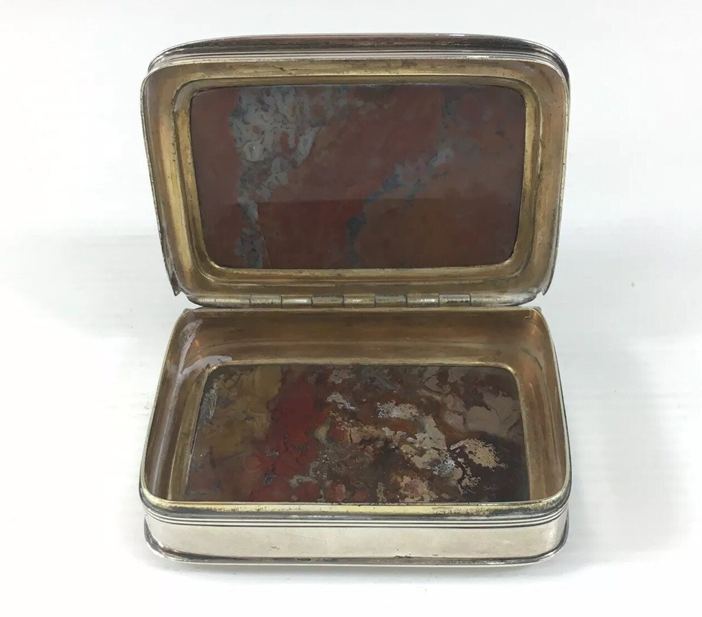Fine Antique Georgian Solid Silver (Tested) Mounted Agate Table Snuff Box 126g