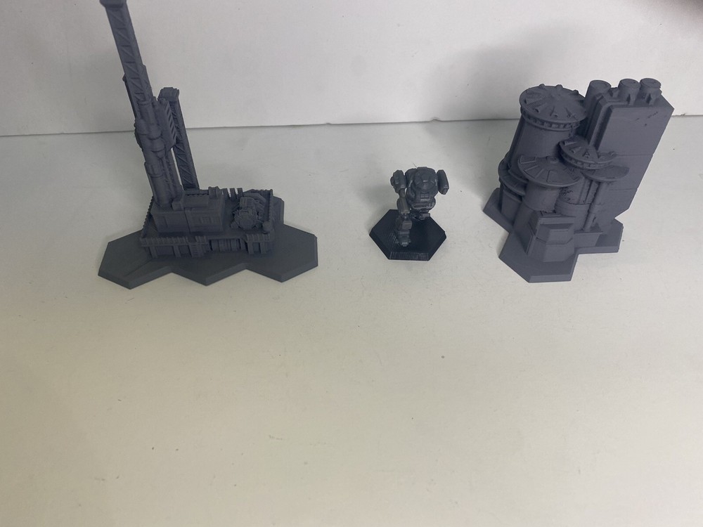 Small Sci-Fi Building with Hex Base x2, Tabletop War Game Terrain Battletech