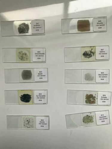 24PCS Geology Microscope Prepared Slides Mineral Thin Section Slides