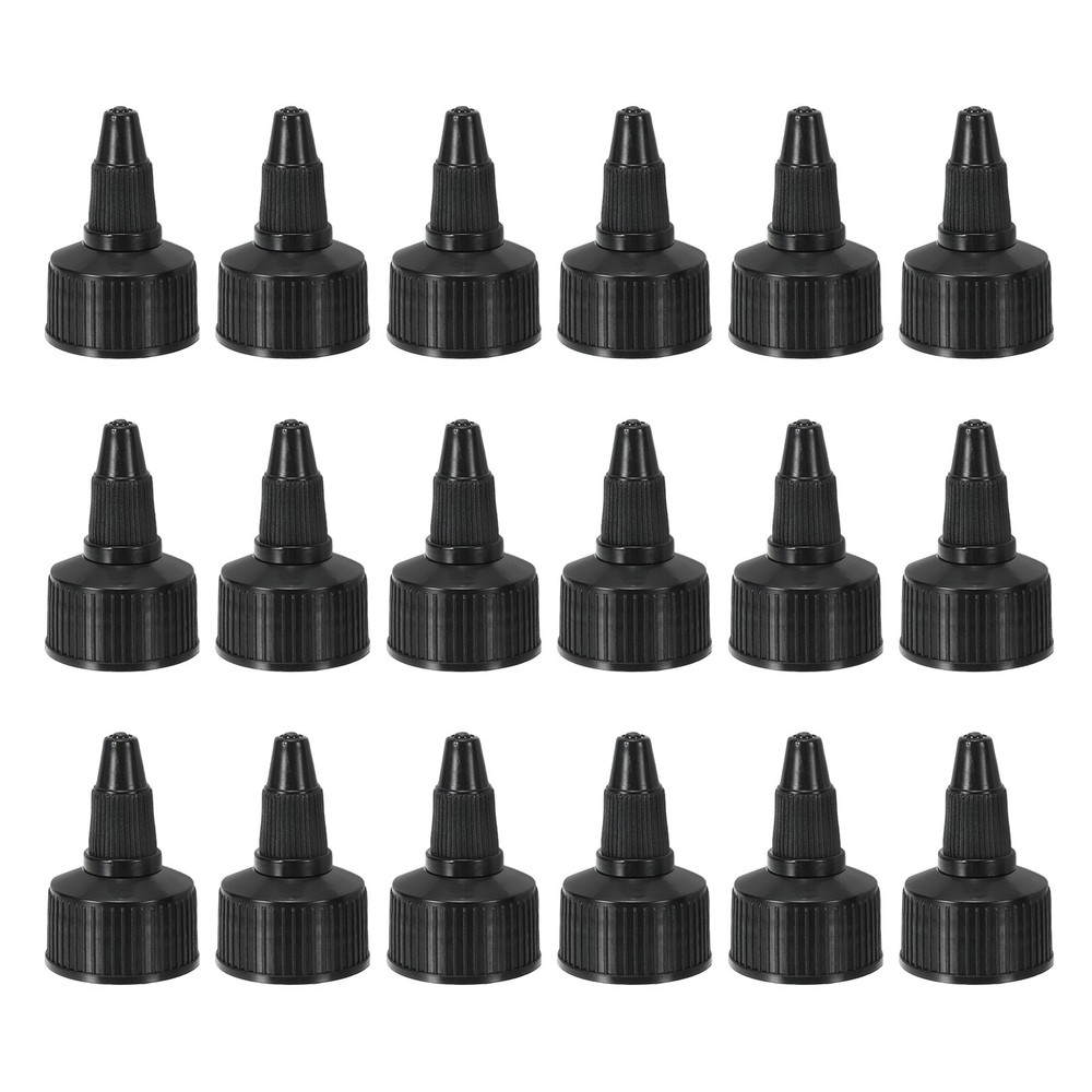 18Pcs 24/410 Replacement Caps for Plastic Bottles Striped Edge, Black