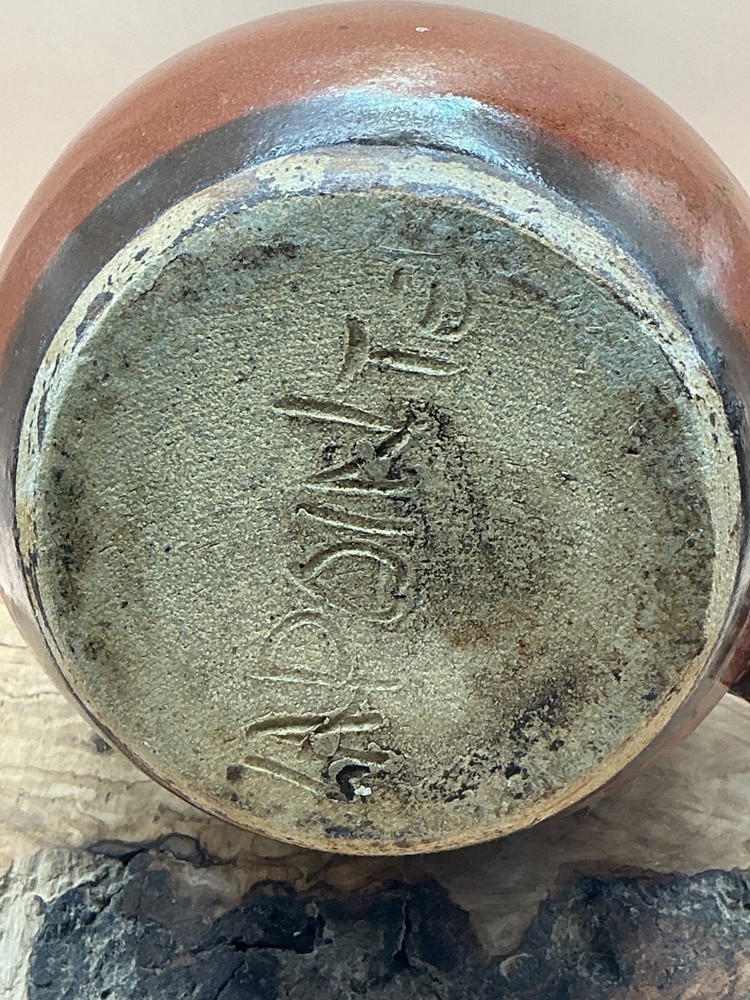 Handmade Pottery Unicorn Pitcher Signed Glazed (2 tiny chips on mouth)