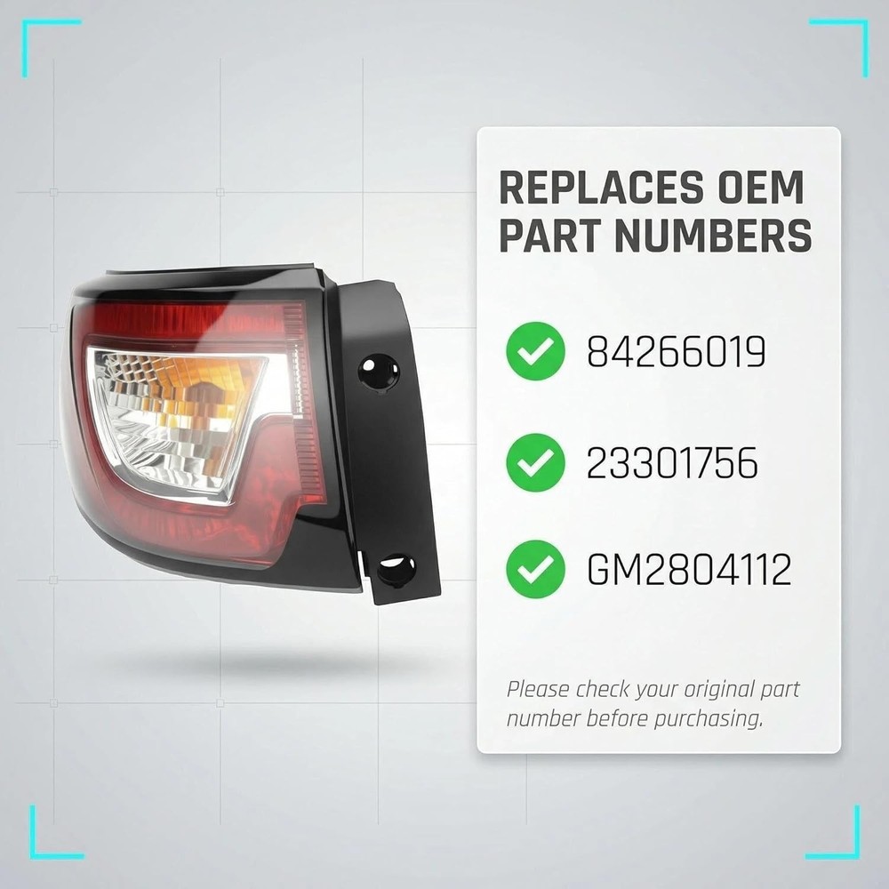 Tail Light Assembly Outer Left Driver Side Compatible with Chevrolet Traverse 2