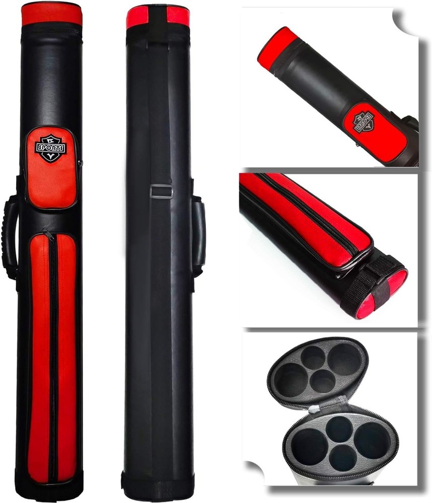 2x2 Hard Billiard Cue Case with Protection Features & Storage Pockets