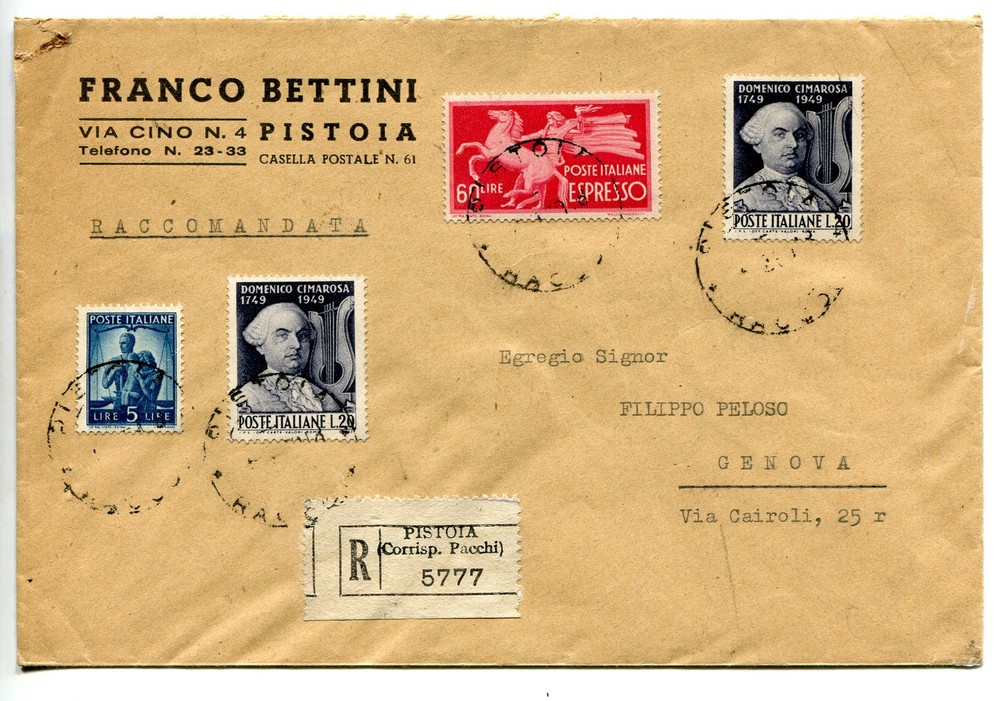 Cimarosa two copies on express envelope