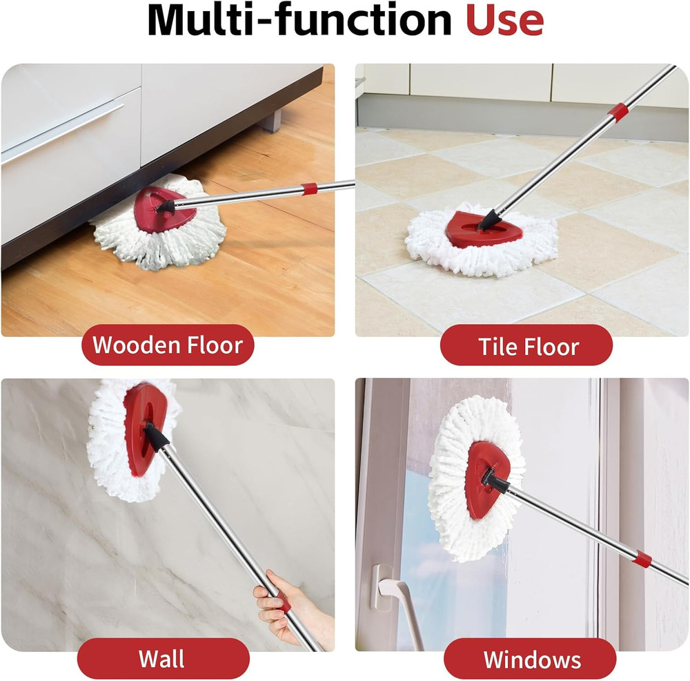 Spin Mop Head, Base, Handle Replacement for O-Ceda Easywring Microfiber