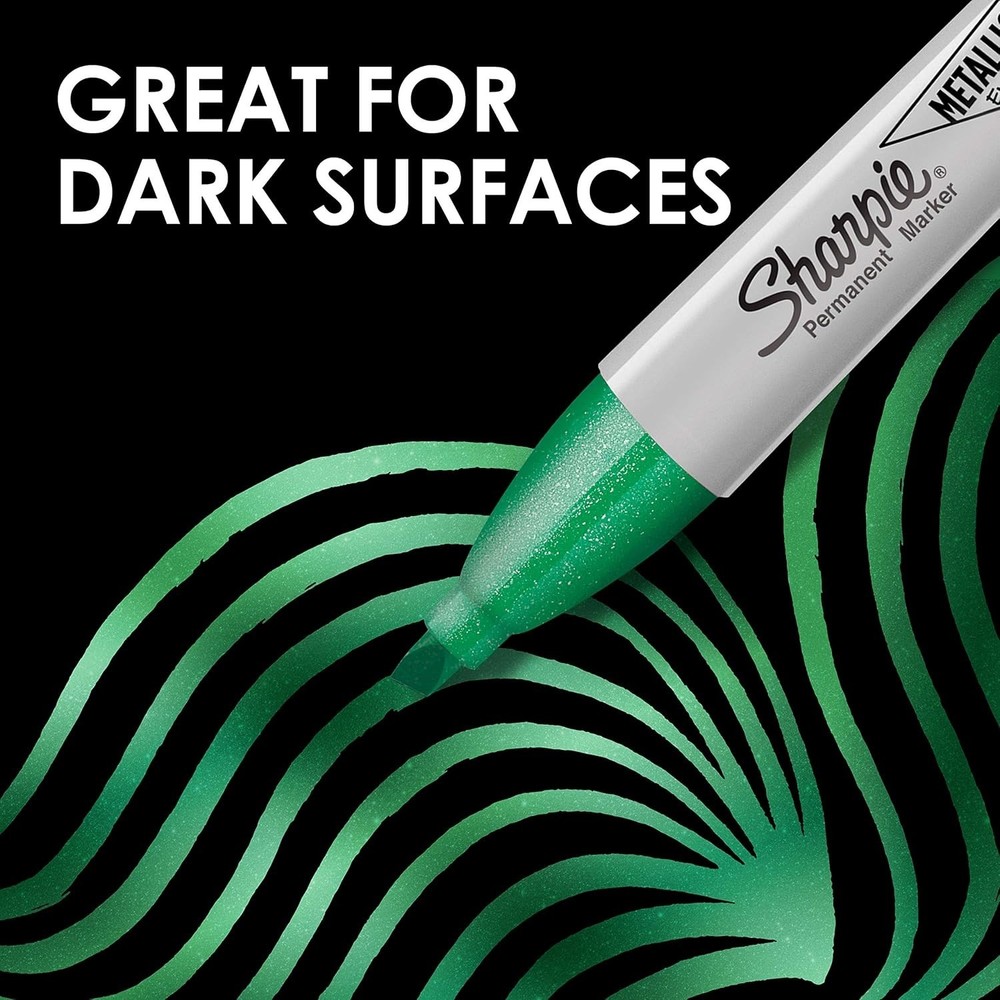 Chisel Tip Metallic Permanent Markers - 3 Pack, Versatile for All Projects