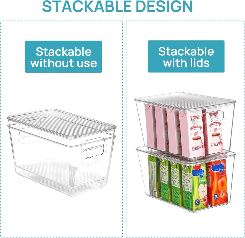 6 Pack Clear Stackable Storage Bins with Lids - Perfect for Home Organization
