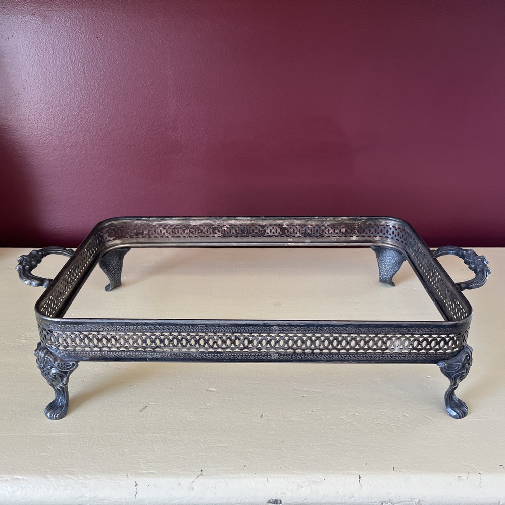 Silver-plated Rectangle Casserole Tray. Footed with Handles