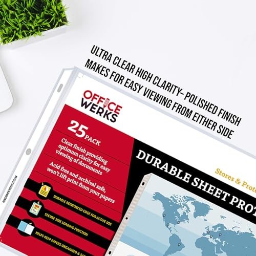 11x17 Landscape Sheet Protectors - 25 Pack, Side Loading, Store & Display Docume