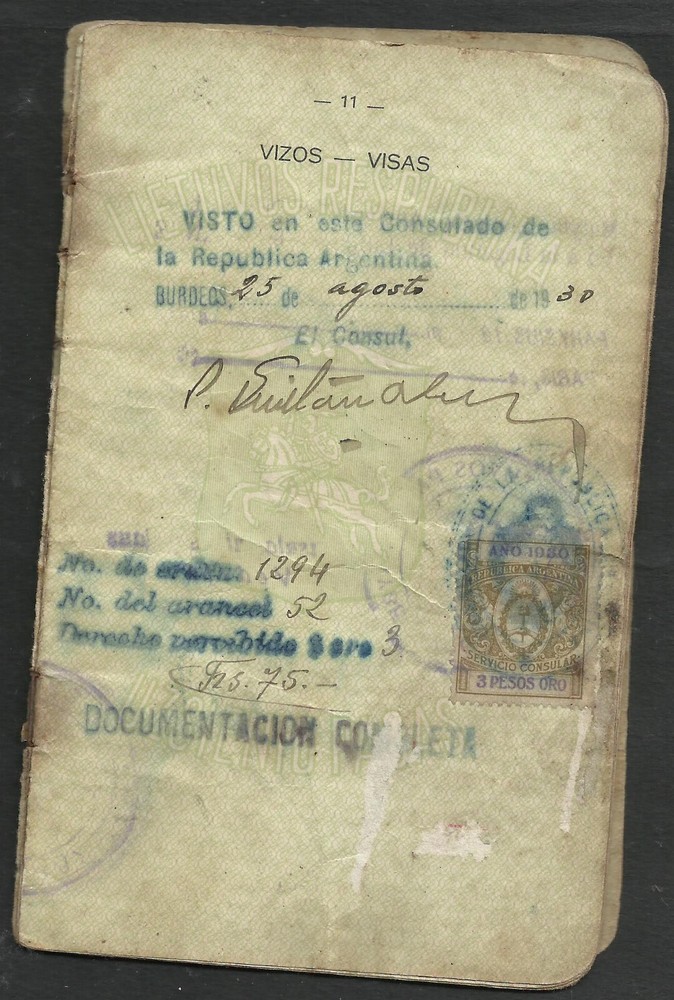 CONSULAR, 5 STAMPS ON DUCUMENT, 1932