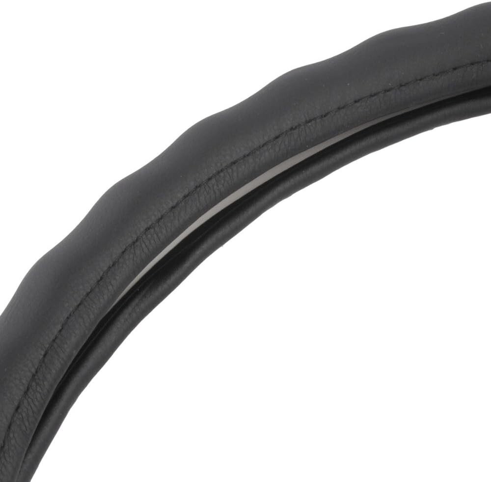 Genuine Leather Steering Wheel Cover for Car SUV Truck Large 15"-16" Black