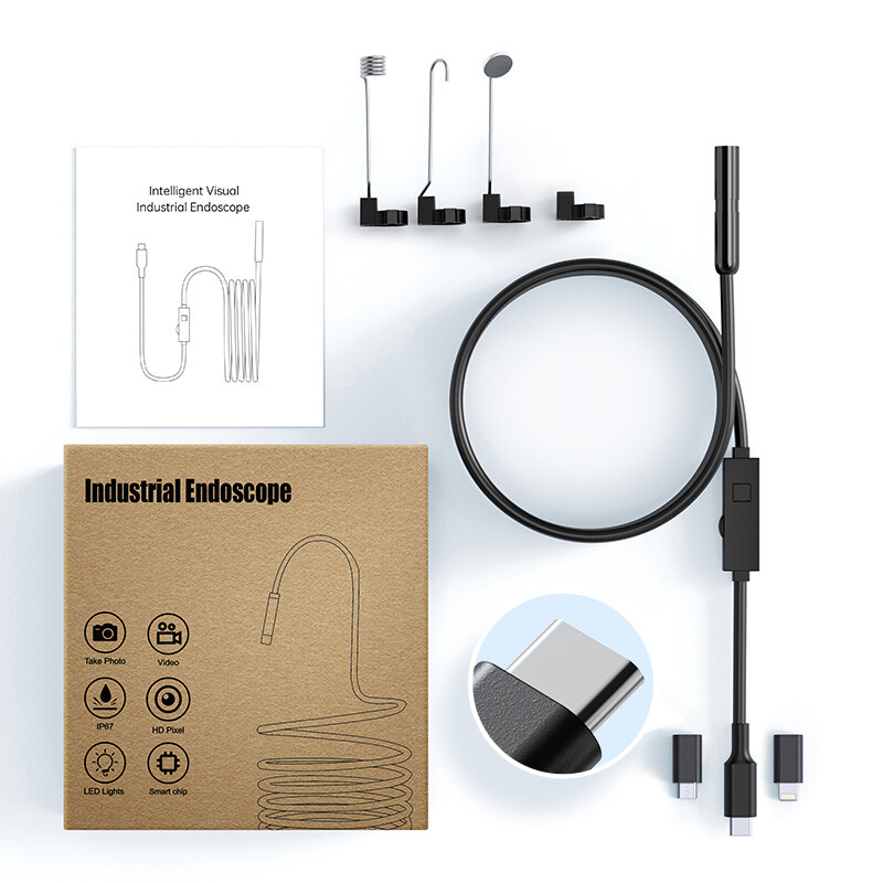 9.9FT 8LED Borescope Endoscope Snake Inspection Camera for iPhone Android iOS