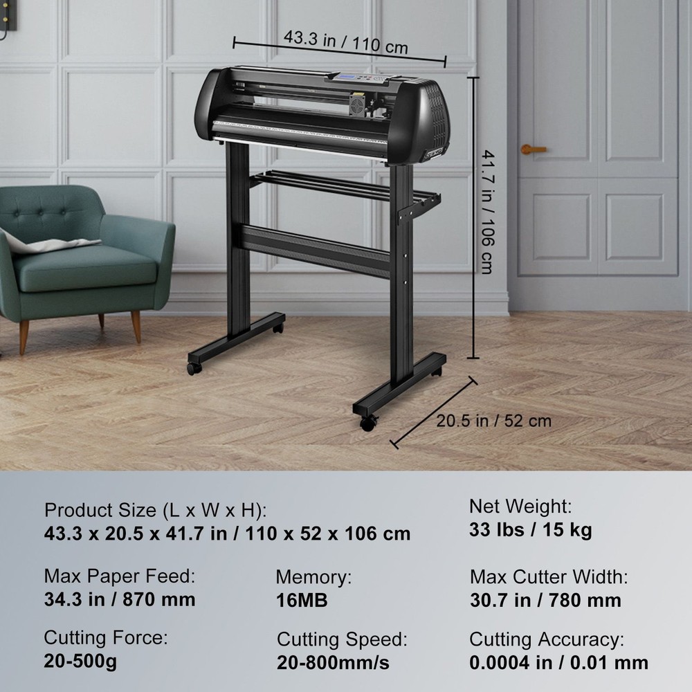 Vinyl Cutter Machine, 34in Offline Bluetooth Cutting Plotter Machine, 400in/10m