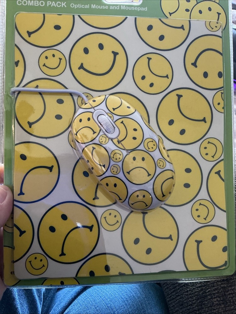 Happy/Sad Face Computer Mouse and Mousepad Combo