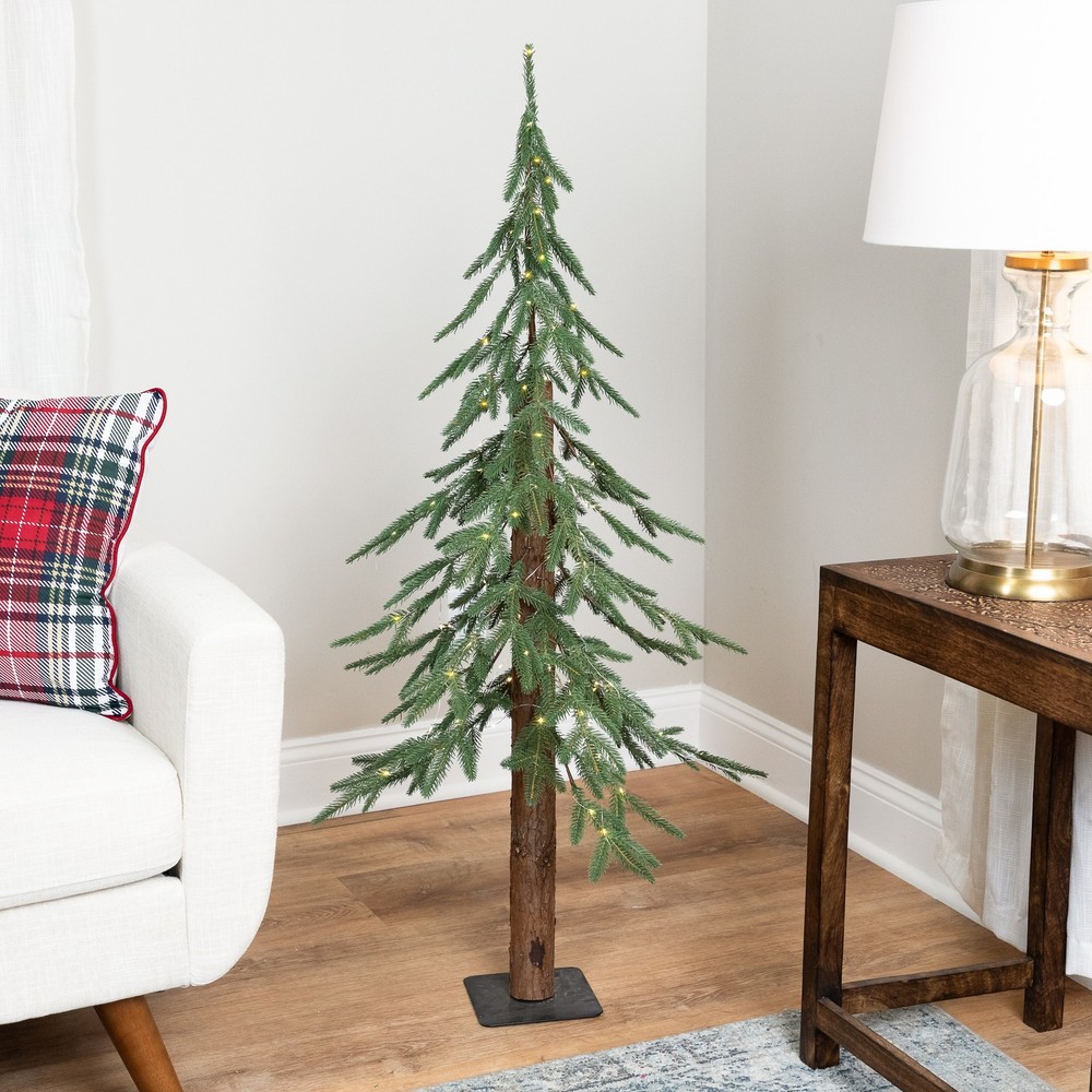 Northlight Pre-Lit Medium Alpine Artificial Christmas Tree - 4' - Clear LED