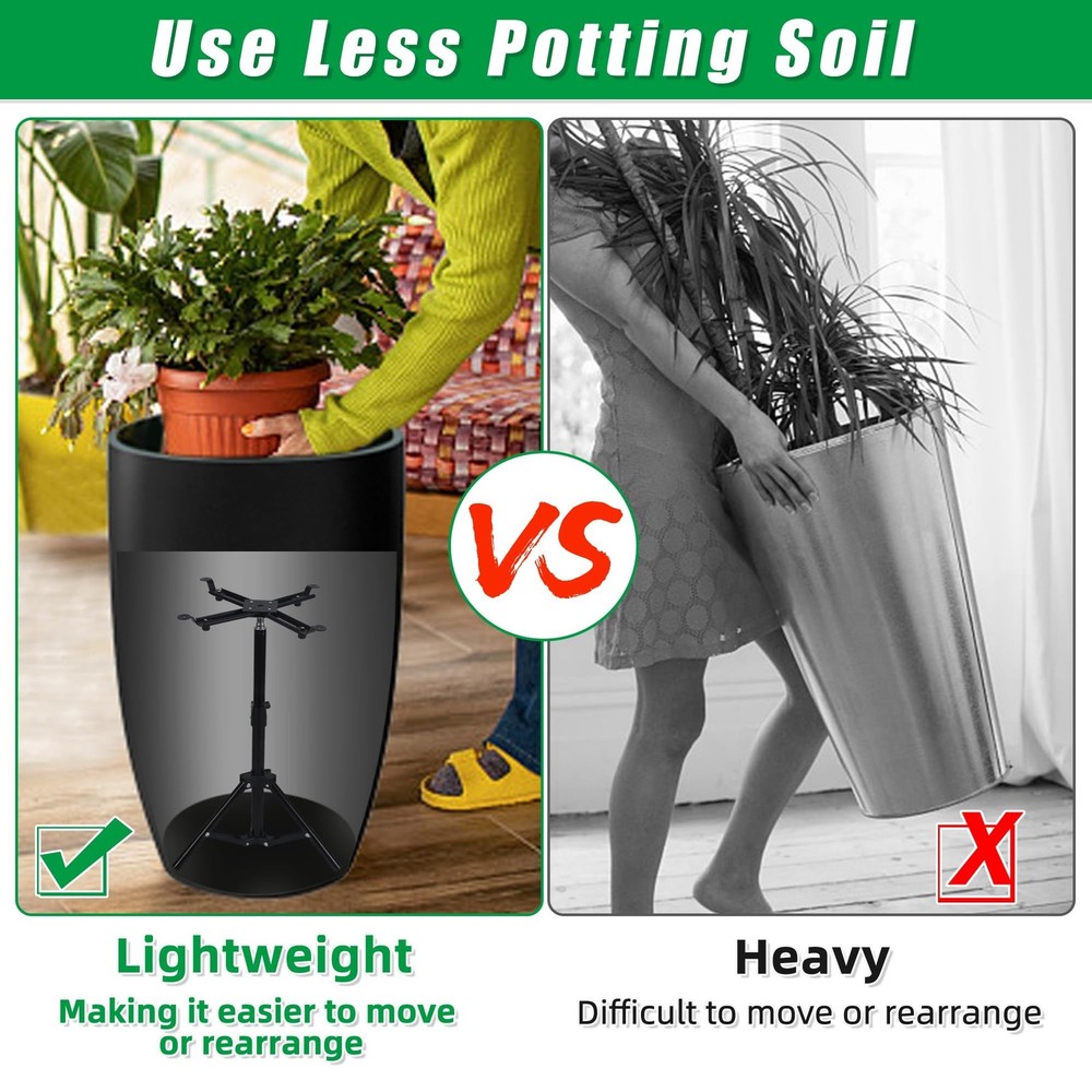 Adjustable Plant Risers for Inside Pots, 12-22" Rise Planter Inserts for Larg...