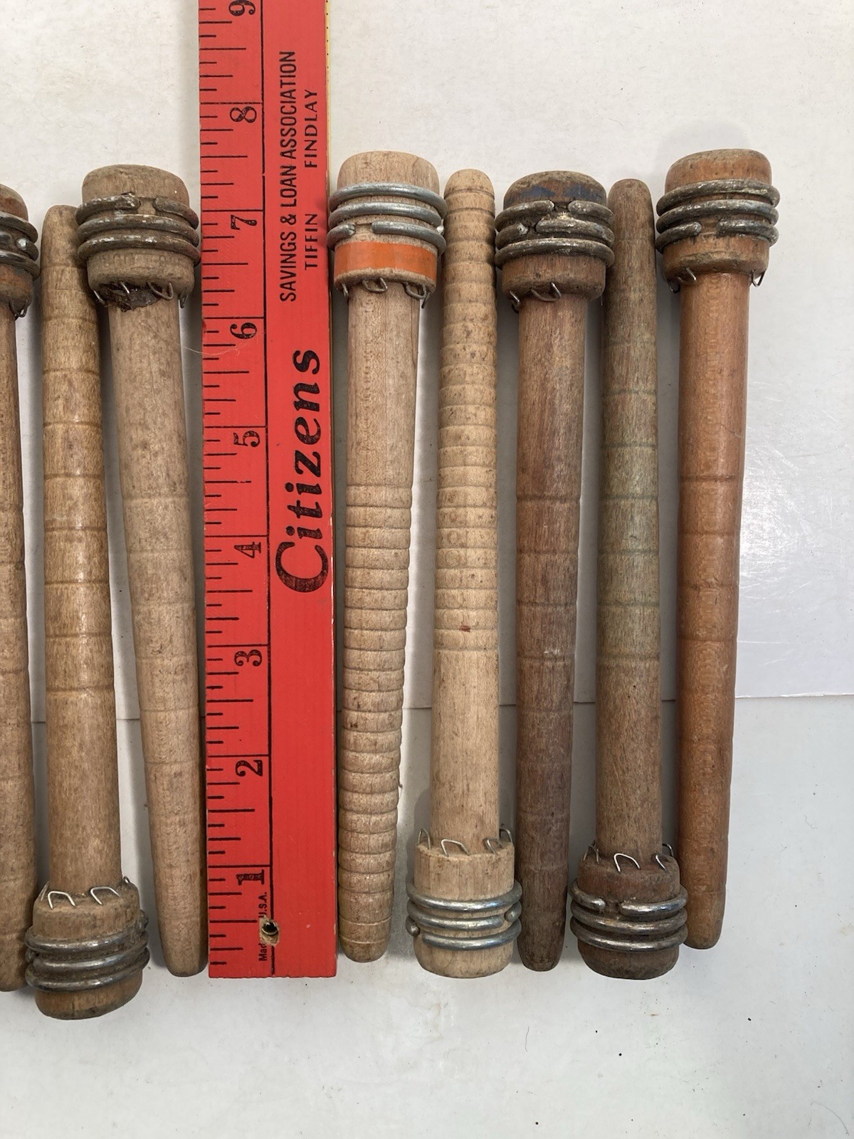 Wood Bobbins Wood Quills Vintage Factory Reclaimed Industrial 7 3/8", lot of 10