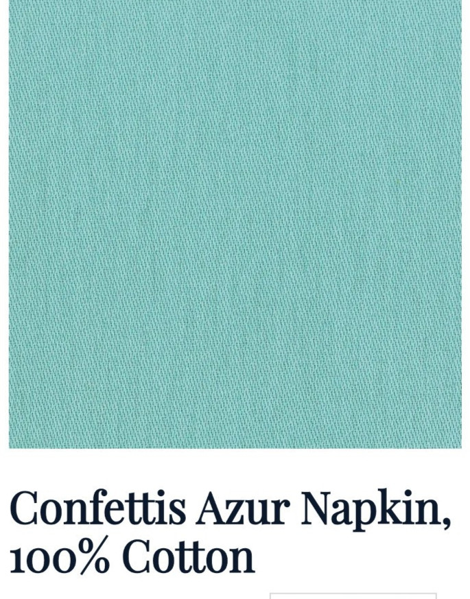Garnier-Thiebaut 100% Cotton Set of 4 Cotton Napkins, Turquoise, 22" x 22" NWT