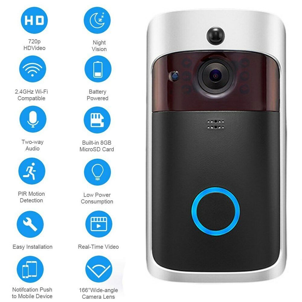 Wireless Smart WiFi DoorBell IR Video Visual Camera Intercom Home Security Kit