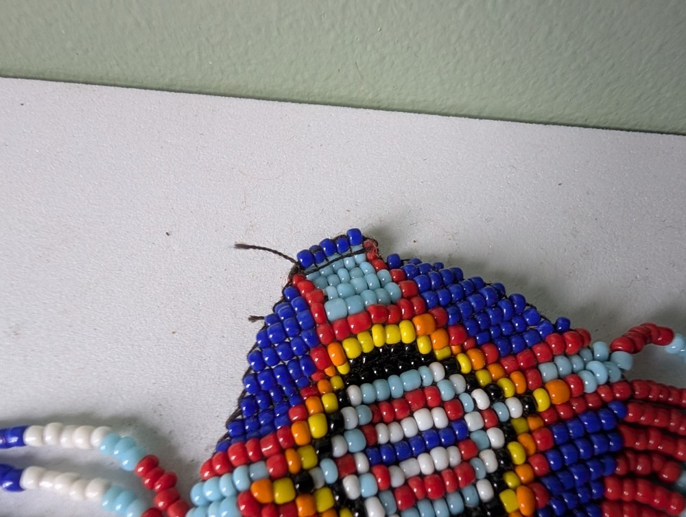 Beaded Native American Style Accent Patch Pendant Seed Bead Multicolor