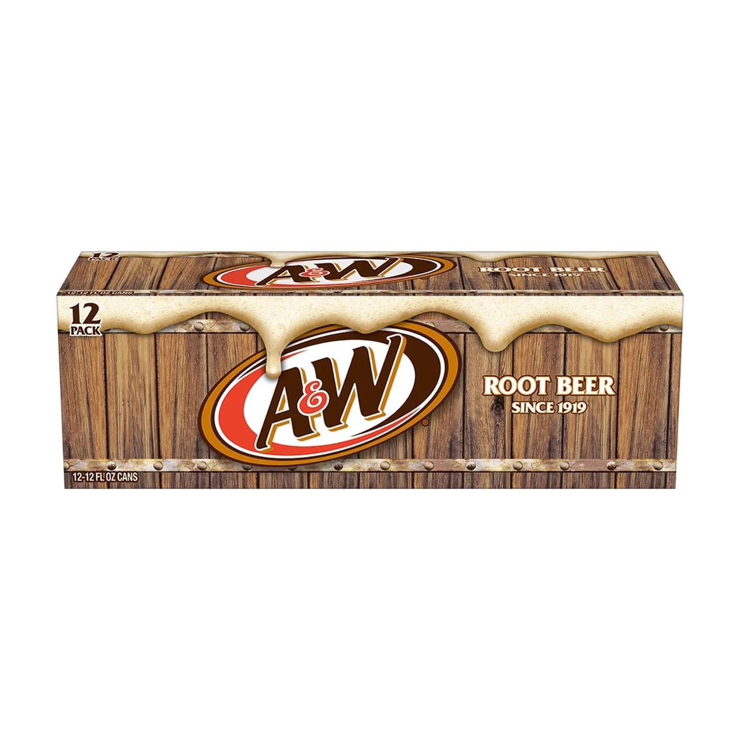 A&W Root Beer Soda Pop 12 fl oz 12-Pack Cans, Classic, Carbonated, Refreshing..